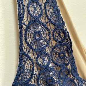 Navy Blue Lace Nude-Illusion Dress